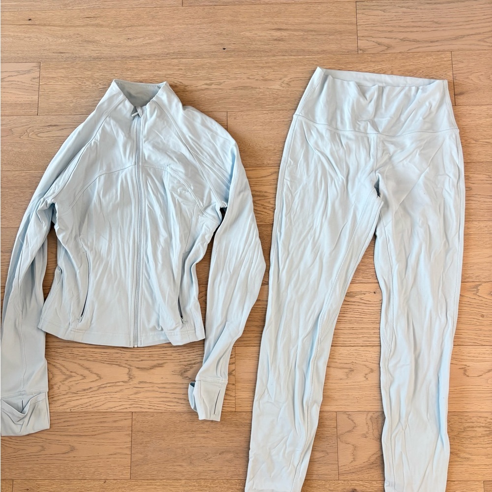 Lululemon Women's Light Powder Blue Activewear Set Size Small
